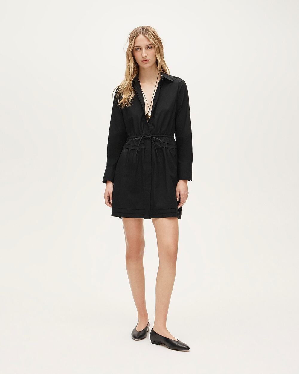 J.Crew Petite Elena mini shirt-dress in cotton poplin Black 8
